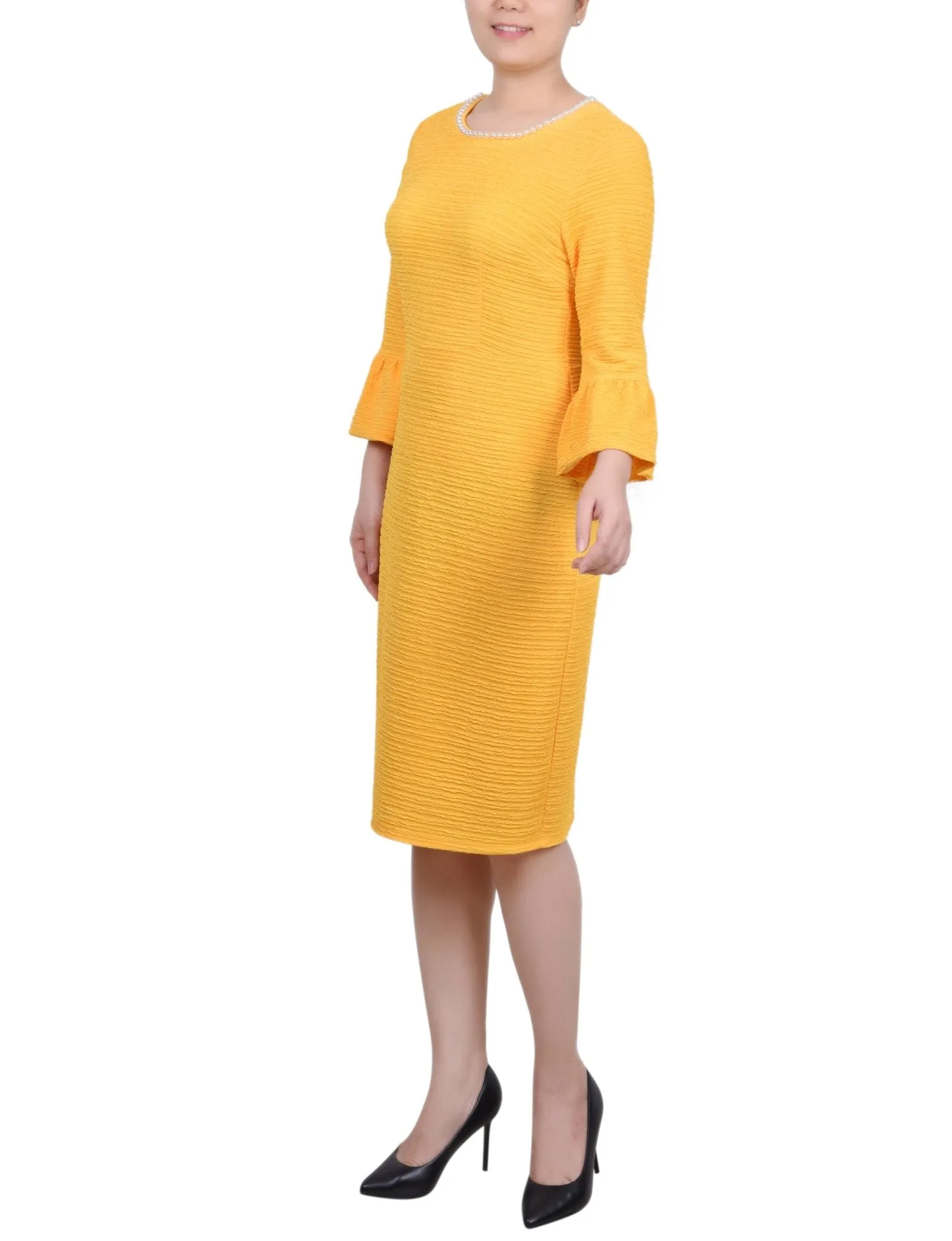 3/4 Length Pearl Detail Dress - Petite