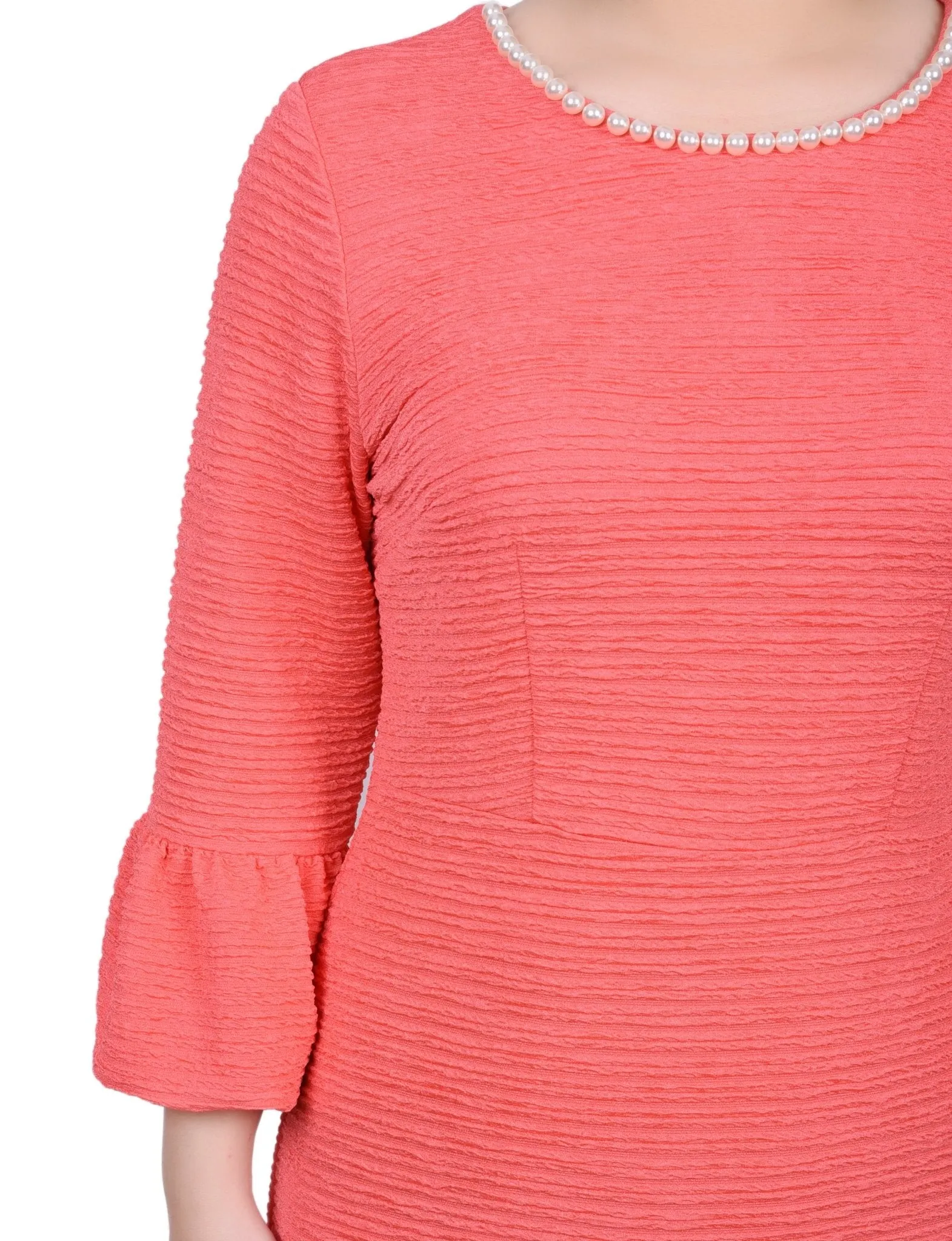 3/4 Length Pearl Detail Dress - Petite