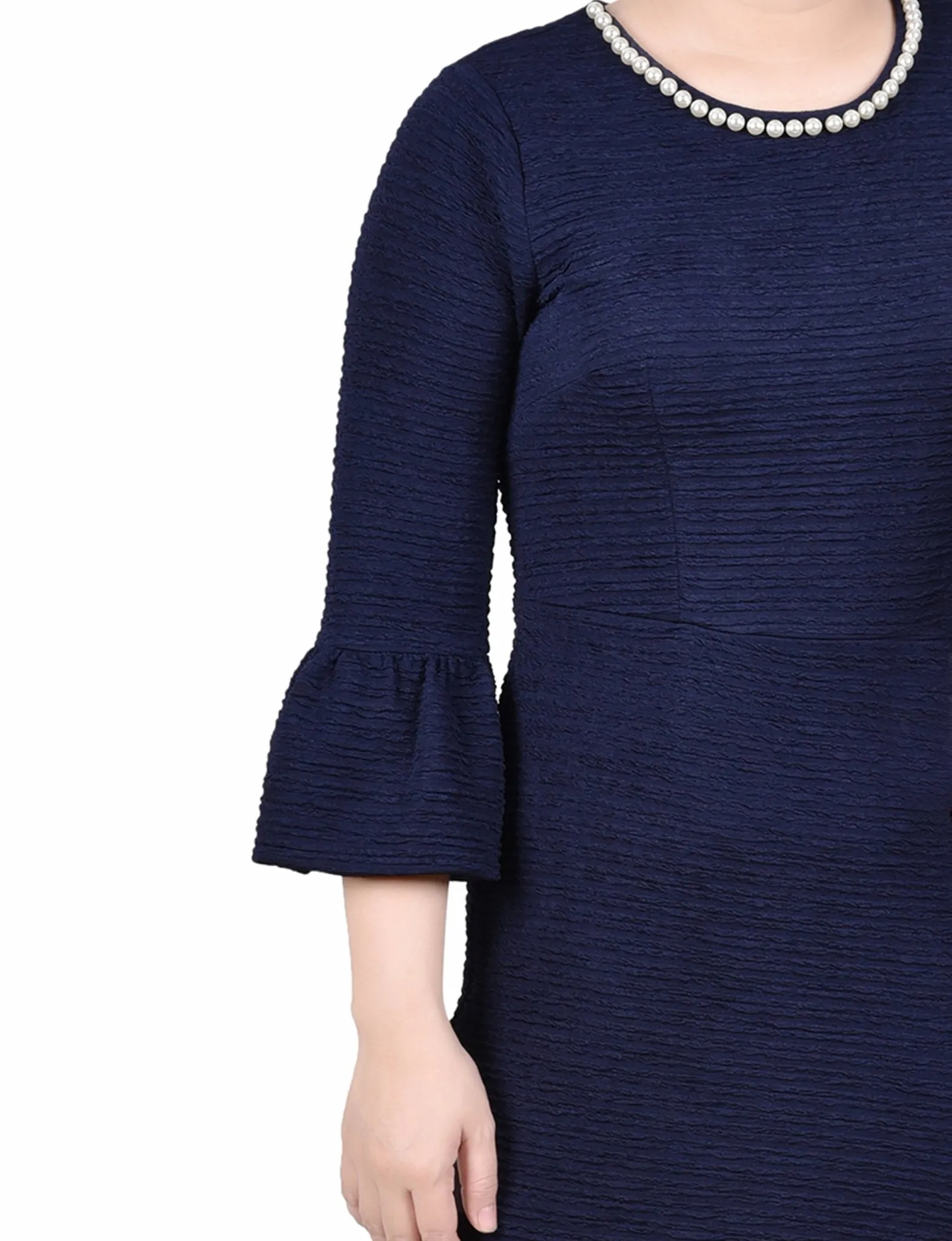 3/4 Length Pearl Detail Dress - Petite