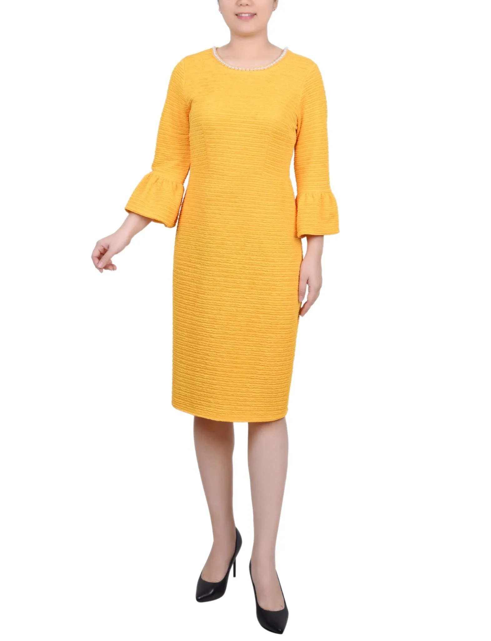 3/4 Length Pearl Detail Dress - Petite
