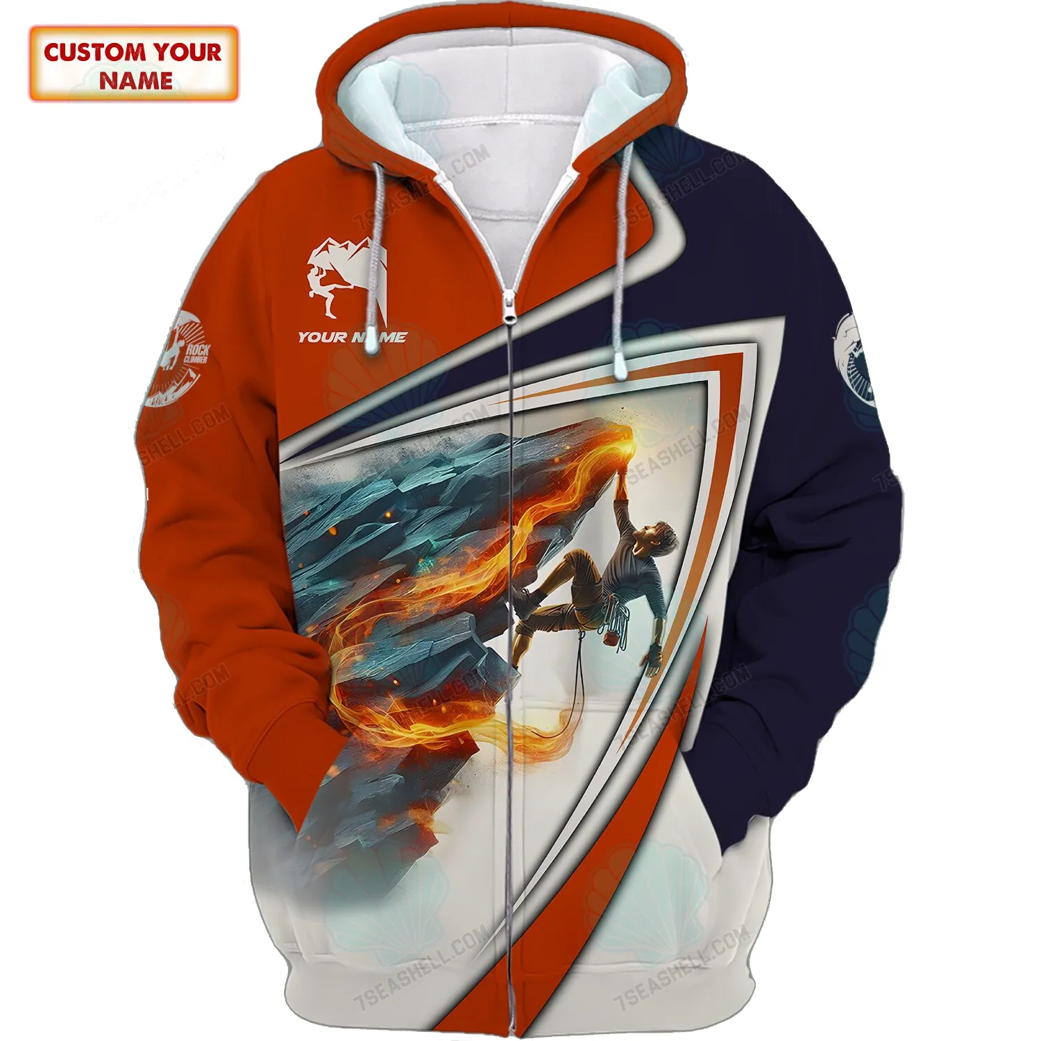 3D Full Print Climbing Sweatshirt Zip Hoodie Personalized Name Gift For Climbing Lovers