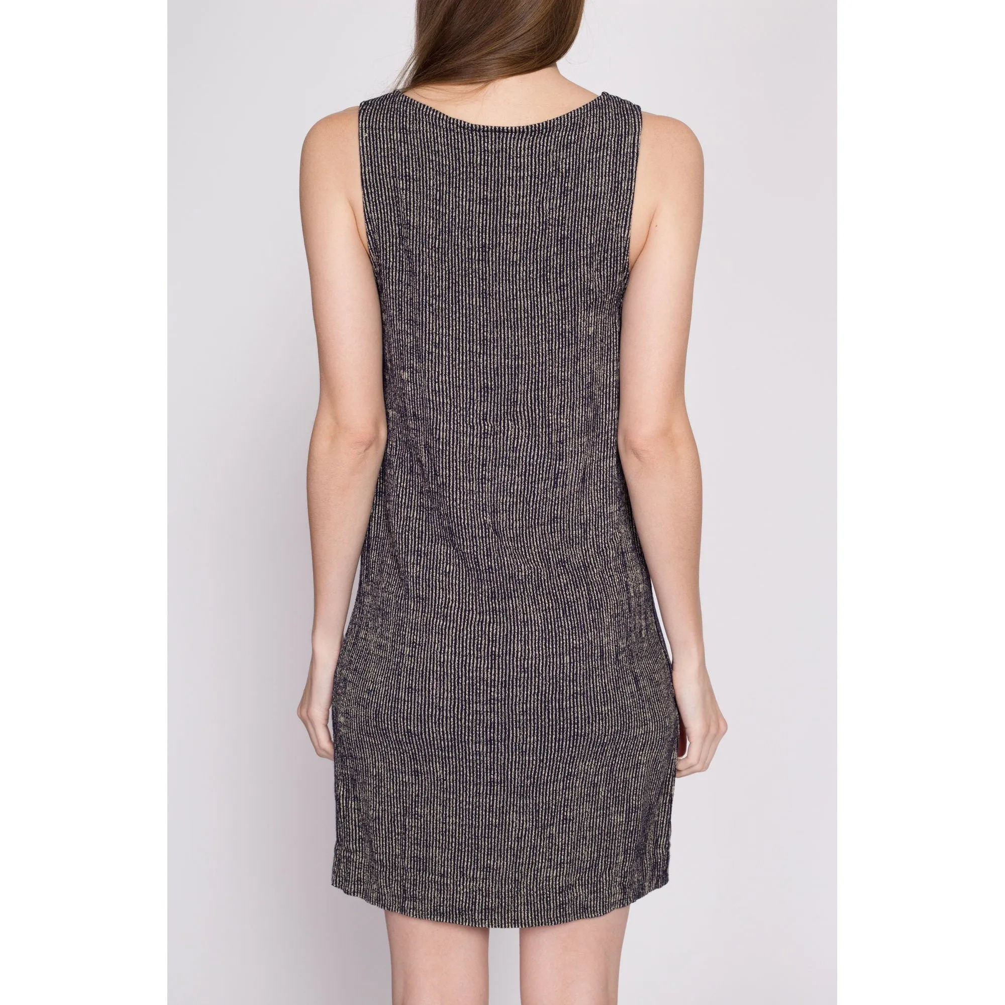 90s Striped Knit Fitted Mini Tank Dress - Medium