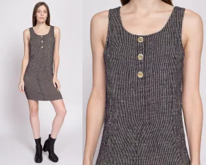 90s Striped Knit Fitted Mini Tank Dress - Medium