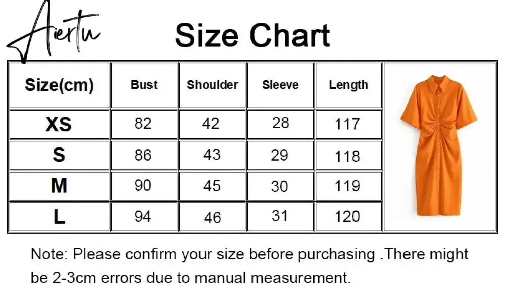 Aiertu Fashion Dress Casual Summer Dress Green Women Dress Button Solid Short Sleeve Shirt Dresses Female Chic Side Zipper Robe Vestido