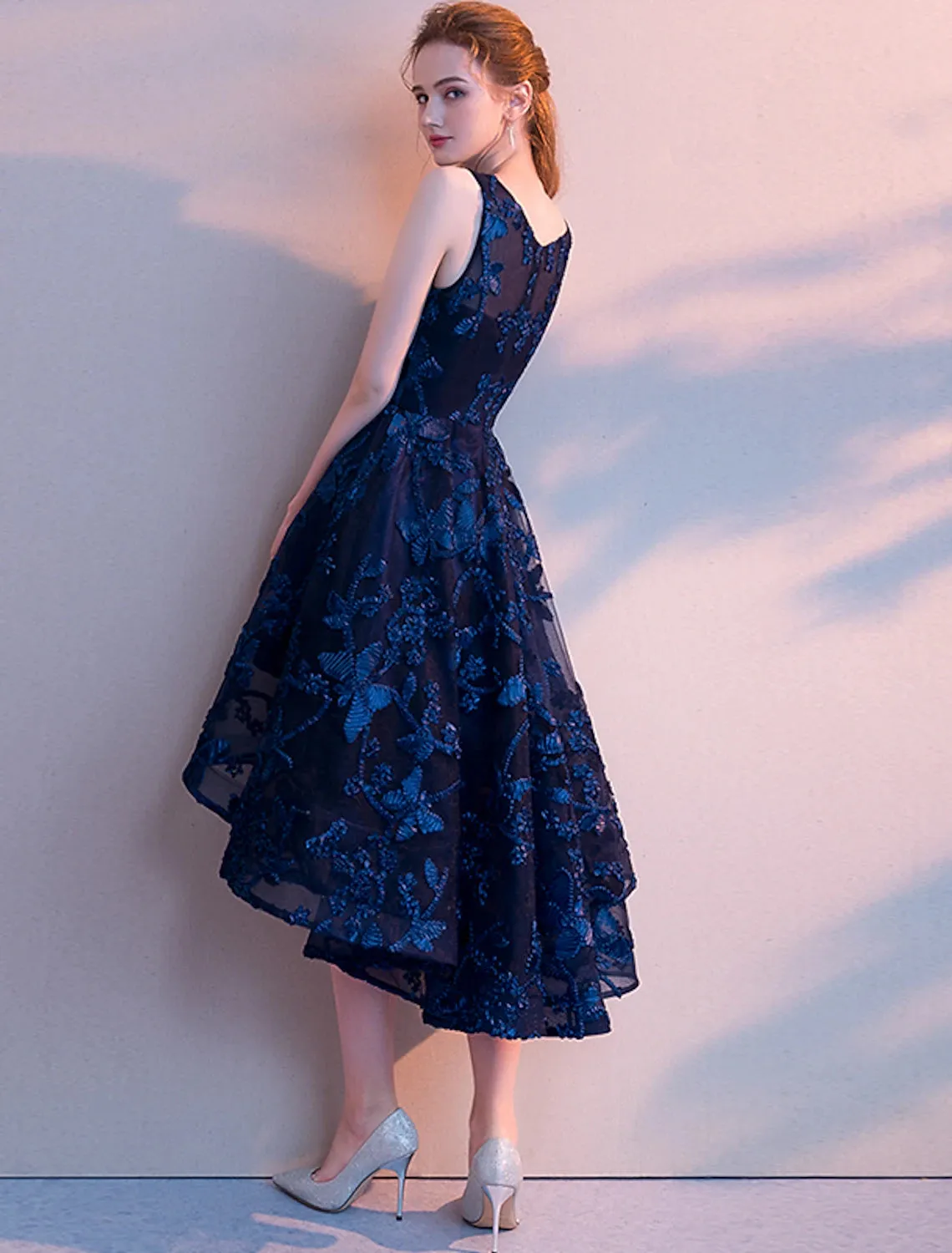 Aimishang  A-Line Cocktail Dresses Minimalist Dress Homecoming Asymmetrical Sleeveless Jewel Neck Tulle with Pleats Pattern / Print