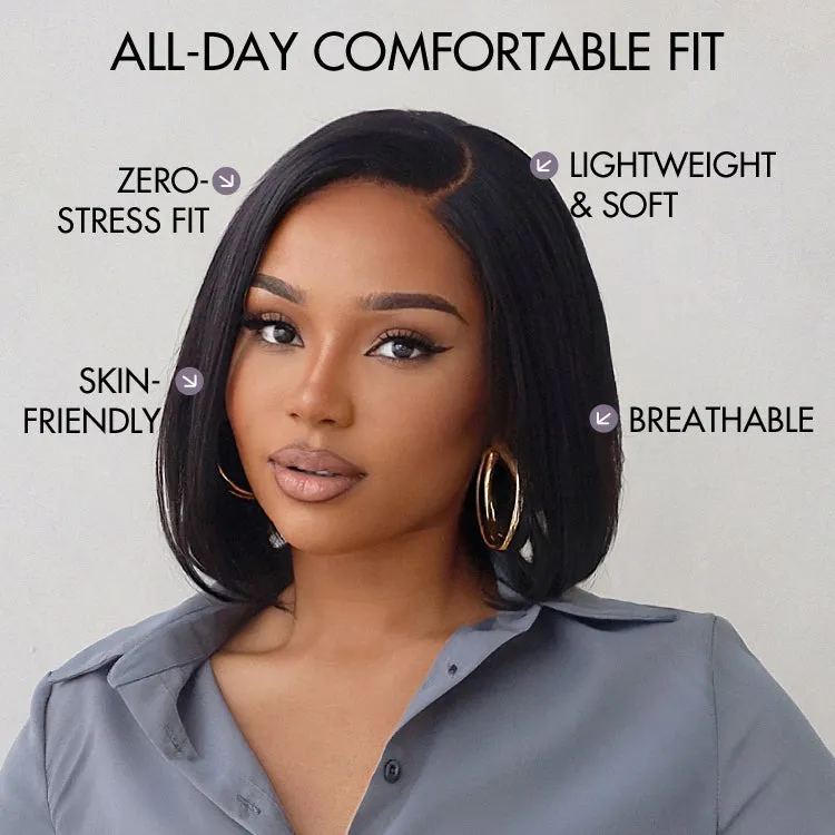 AiryFit Scalp Care Wigs | Silky Blunt Cut Bob Snugfit Glueless Minimalist HD Lace Short Wig Pre-Cut Lace