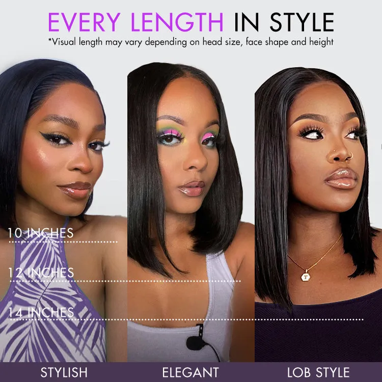 AiryFit Scalp Care Wigs | Silky Blunt Cut Bob Snugfit Glueless Minimalist HD Lace Short Wig Pre-Cut Lace