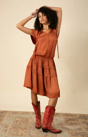 Alexandria Solid Midi Drop Waist Dress