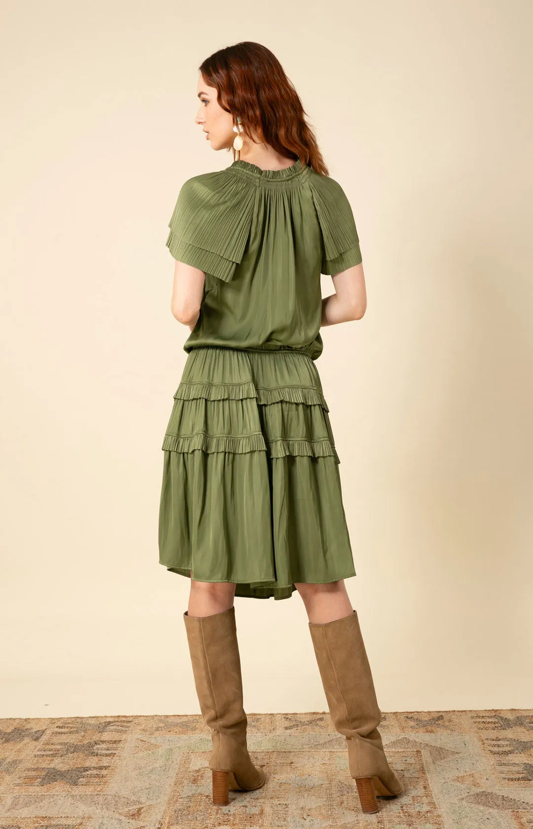 Alexandria Solid Midi Drop Waist Dress