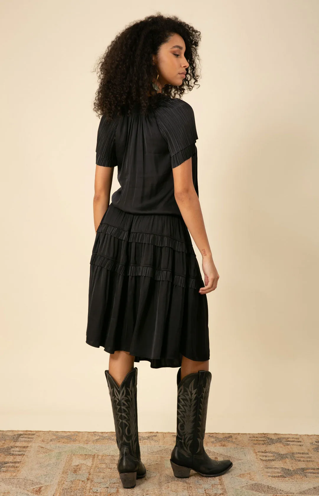 Alexandria Solid Midi Drop Waist Dress