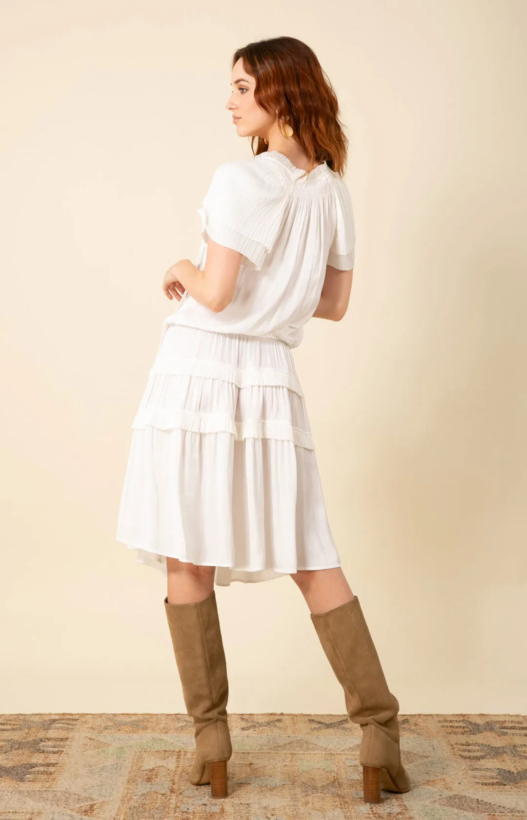 Alexandria Solid Midi Drop Waist Dress