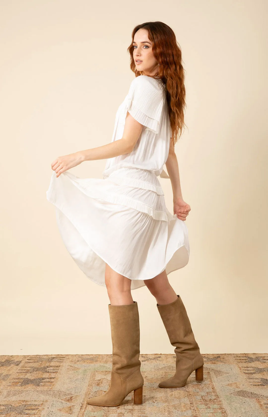 Alexandria Solid Midi Drop Waist Dress