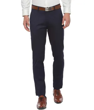 American-Elm Navy Blue Slim Fit Office Pant for Men | Slim Fit Formal Trouser for Men