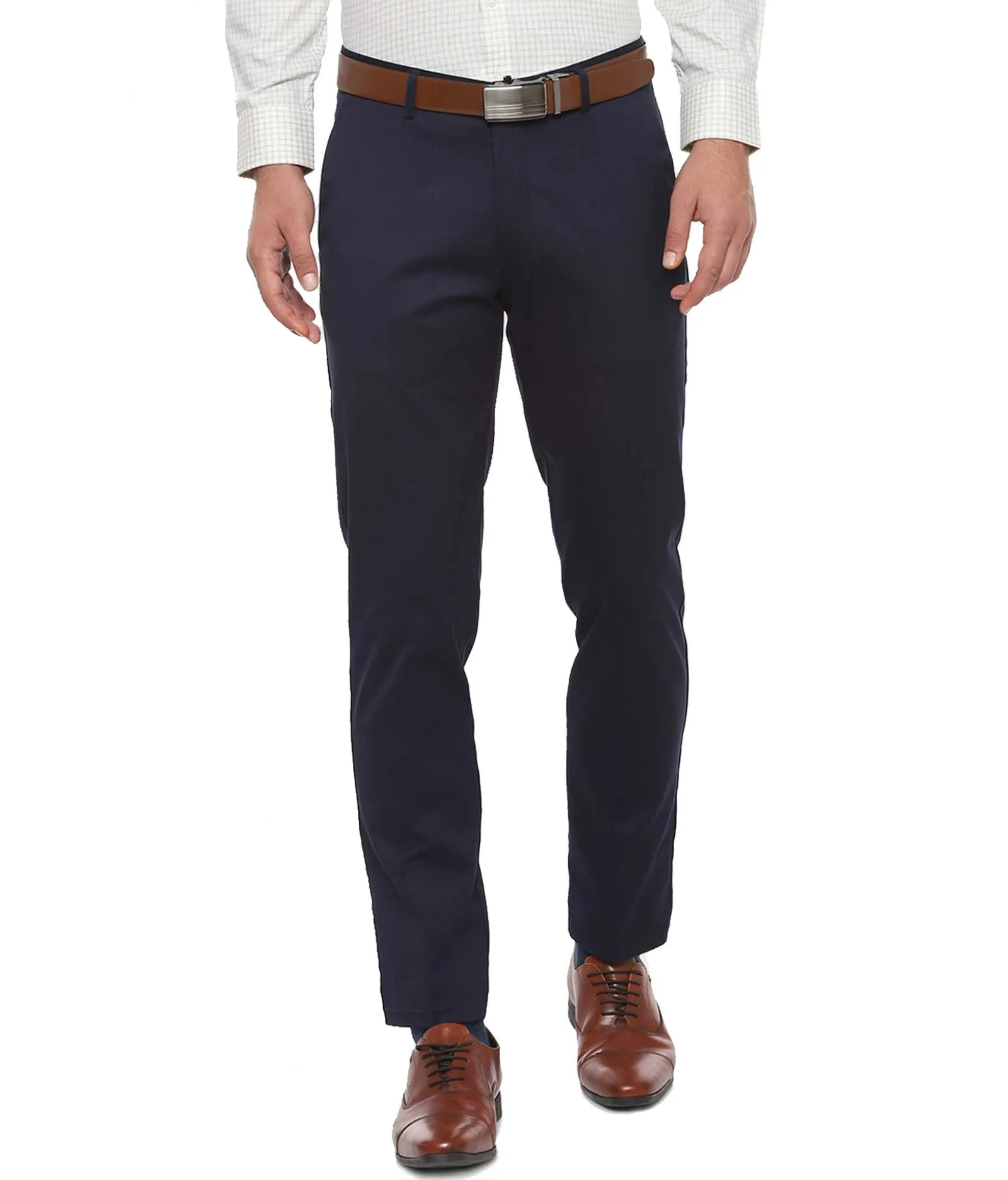 American-Elm Navy Blue Slim Fit Office Pant for Men | Slim Fit Formal Trouser for Men