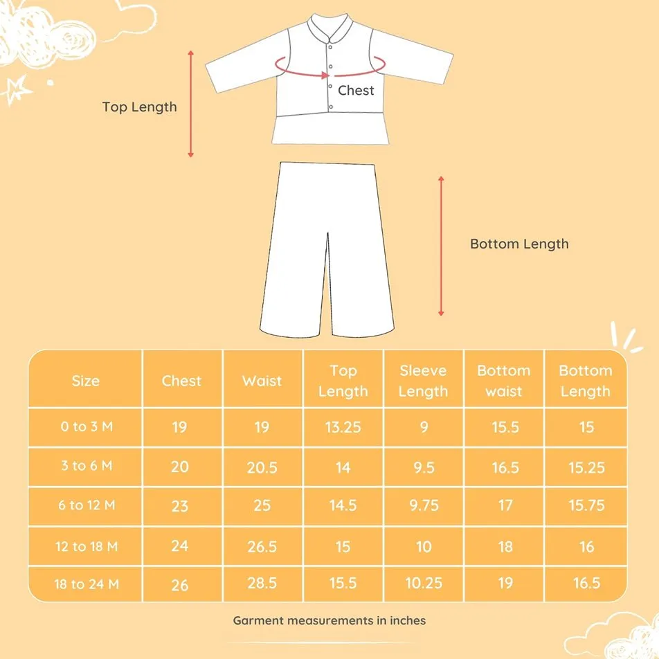 Baby Boy Cotton Kurta, Bundi & Pant Set - Ambar