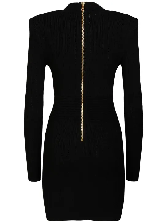 Balmain   Viscose blend knit buttoned mini dress 