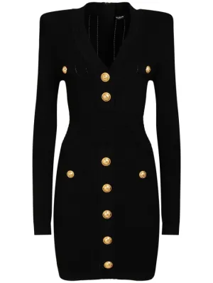 Balmain   Viscose blend knit buttoned mini dress 
