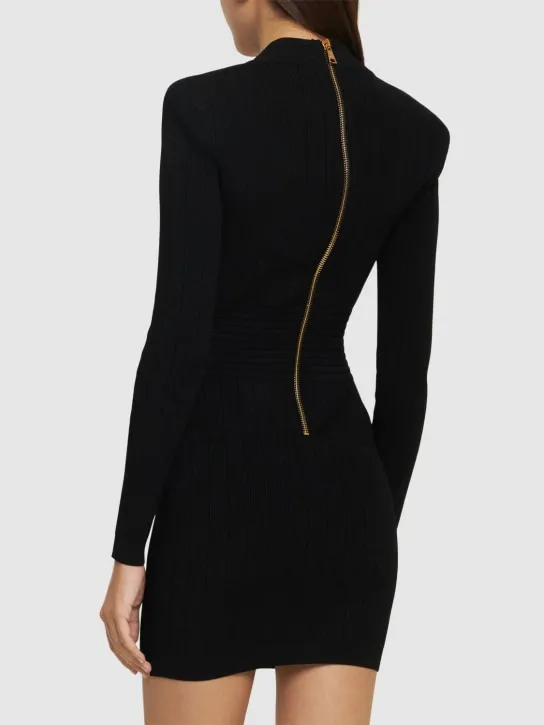 Balmain   Viscose blend knit buttoned mini dress 