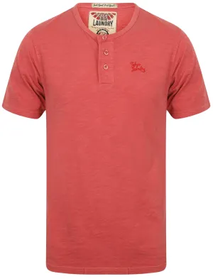 Barry Cotton Slub T-Shirt with Henley Neckline in Red - Tokyo Laundry