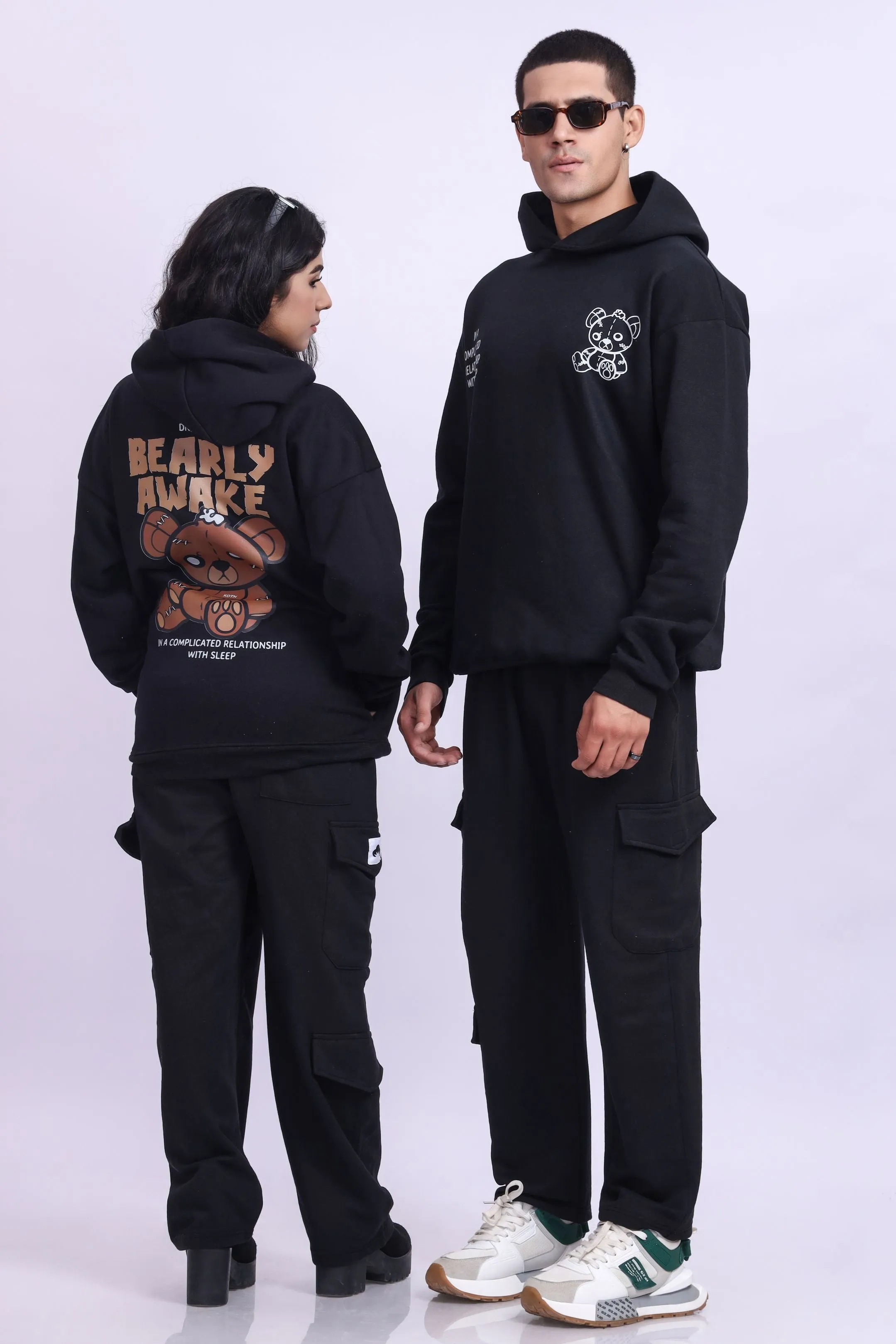 Bearly Awake Black Oversized Hoodie