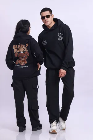 Bearly Awake Black Oversized Hoodie