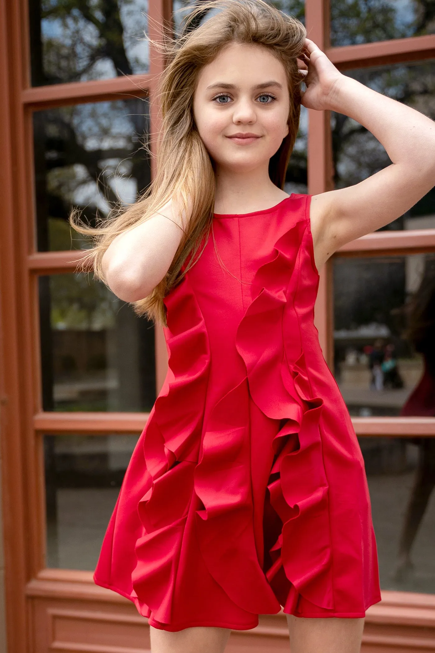 Big Girls Sleeveless Ruffle Dress