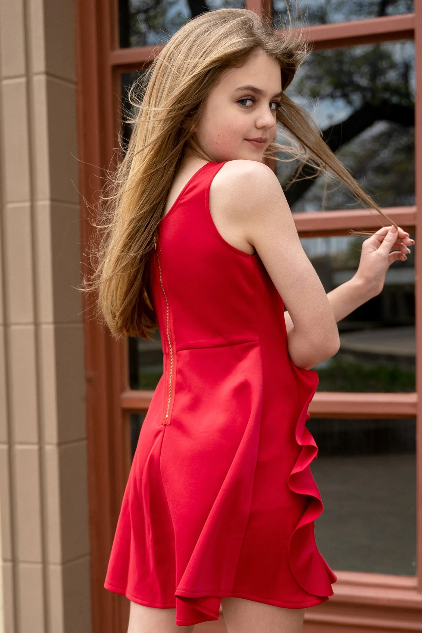 Big Girls Sleeveless Ruffle Dress