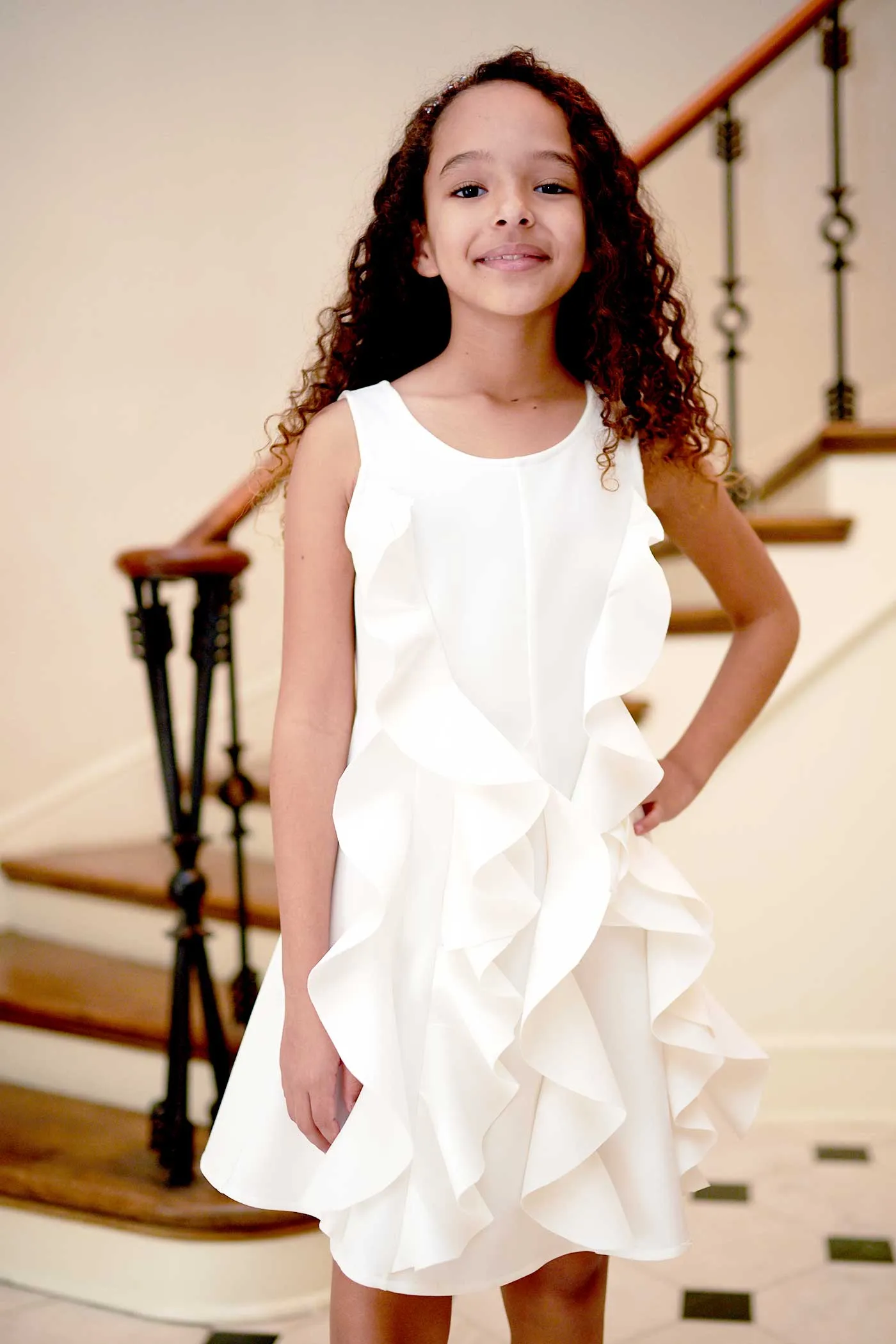 Big Girls Sleeveless Ruffle Dress
