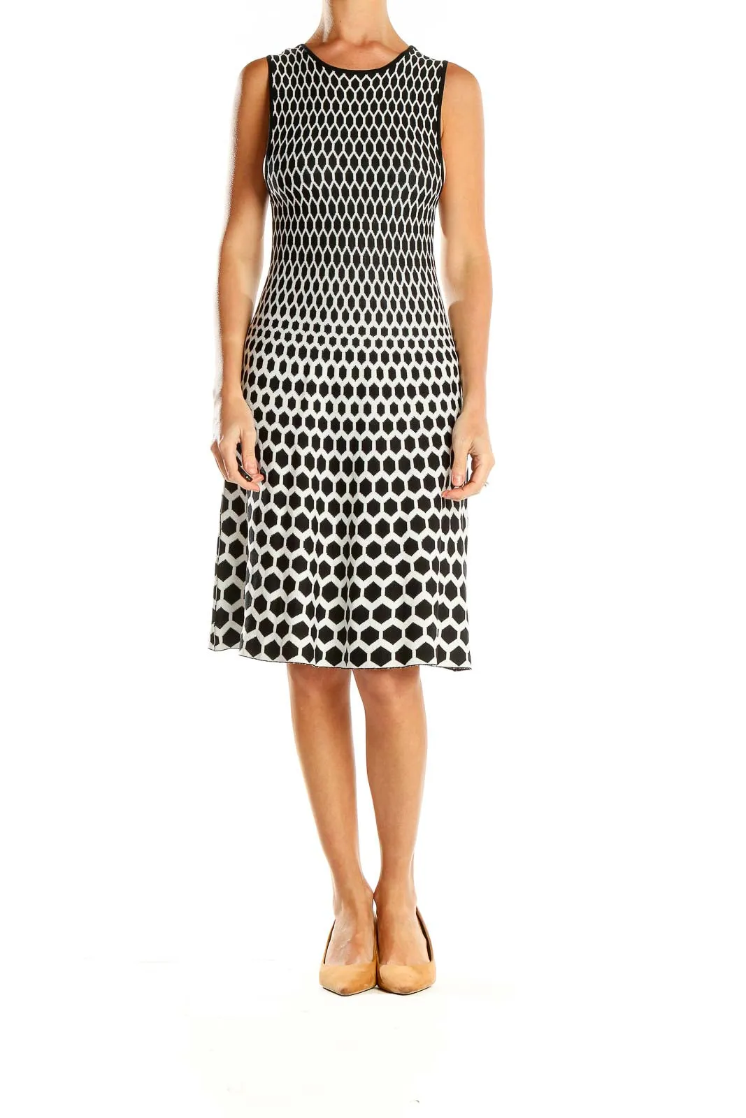 Black and White Geometric Knit Dress