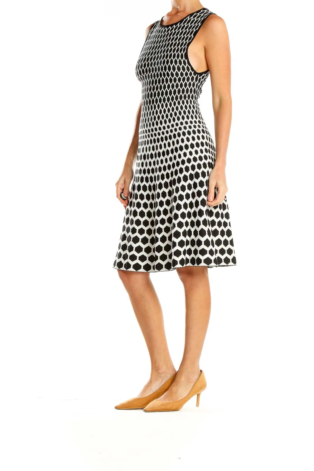 Black and White Geometric Knit Dress