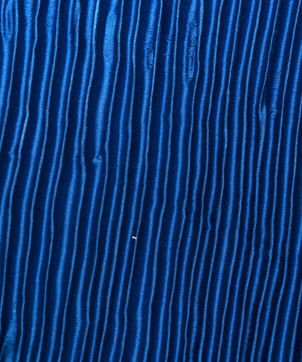 Blue Colour Plain Pleated Satin Fabric