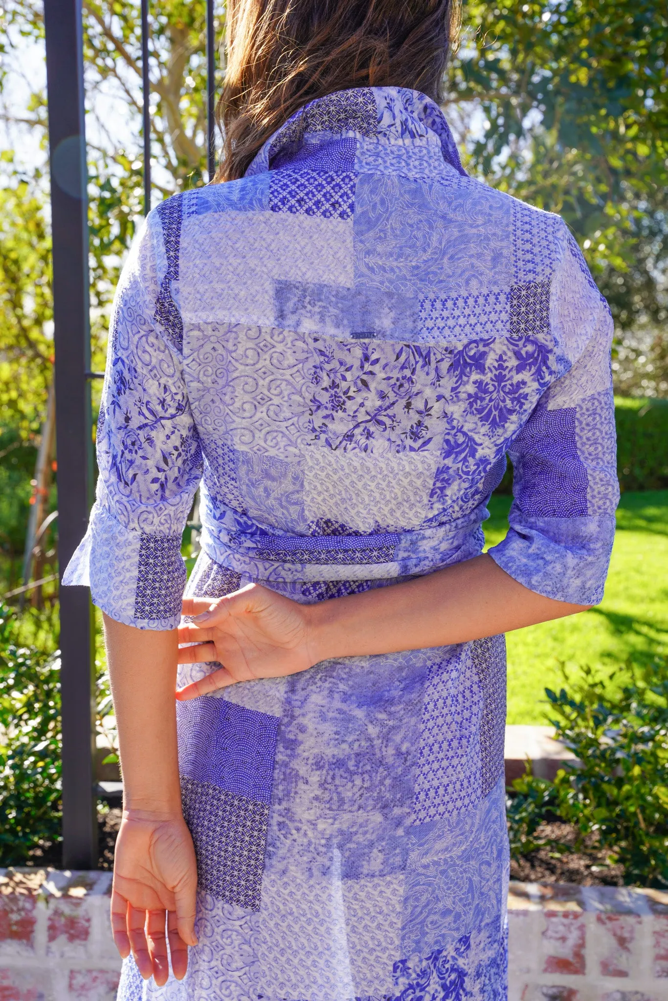 Blue Patchwork Runway Dress