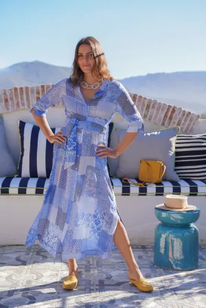 Blue Patchwork Runway Dress