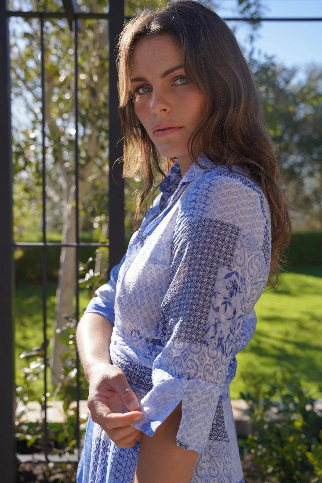 Blue Patchwork Runway Dress