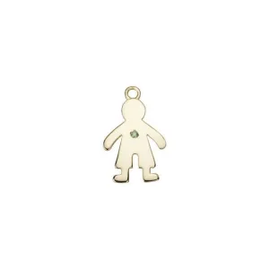 Charm, Kid Boy with Forest Green Diamond 18x11mm, Gold Plated (1 Piece)