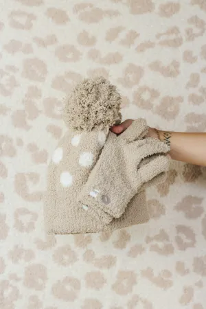 Chenille Beanie & Gloves Set Tan