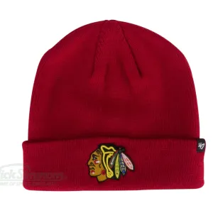 Chicago Blackhawks Red Raised Cuff Knit Beanie by 47 Brand