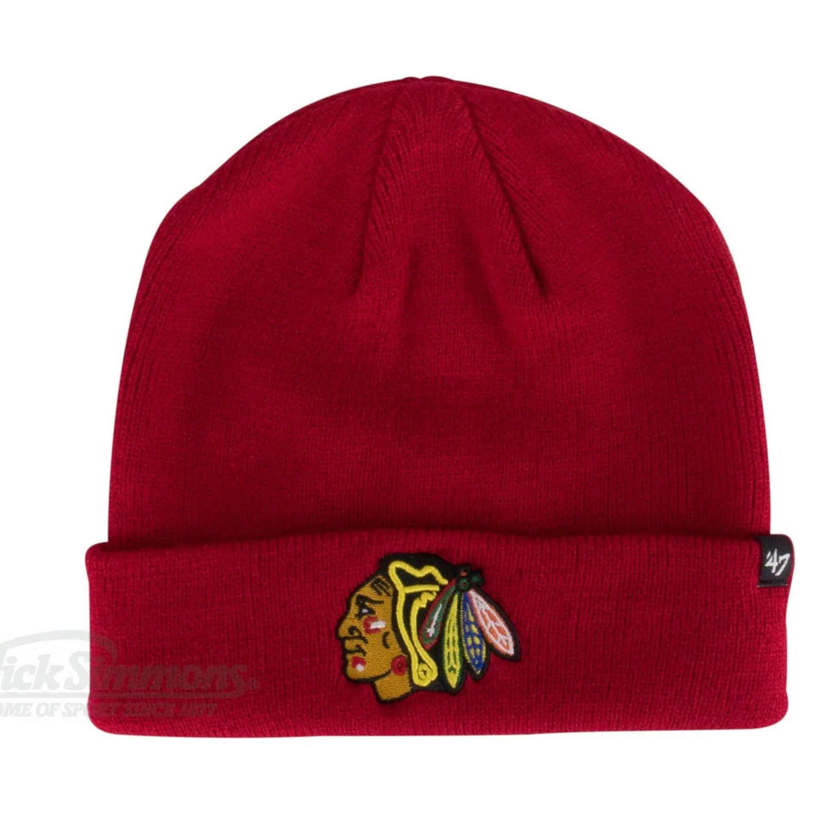 Chicago Blackhawks Red Raised Cuff Knit Beanie by 47 Brand