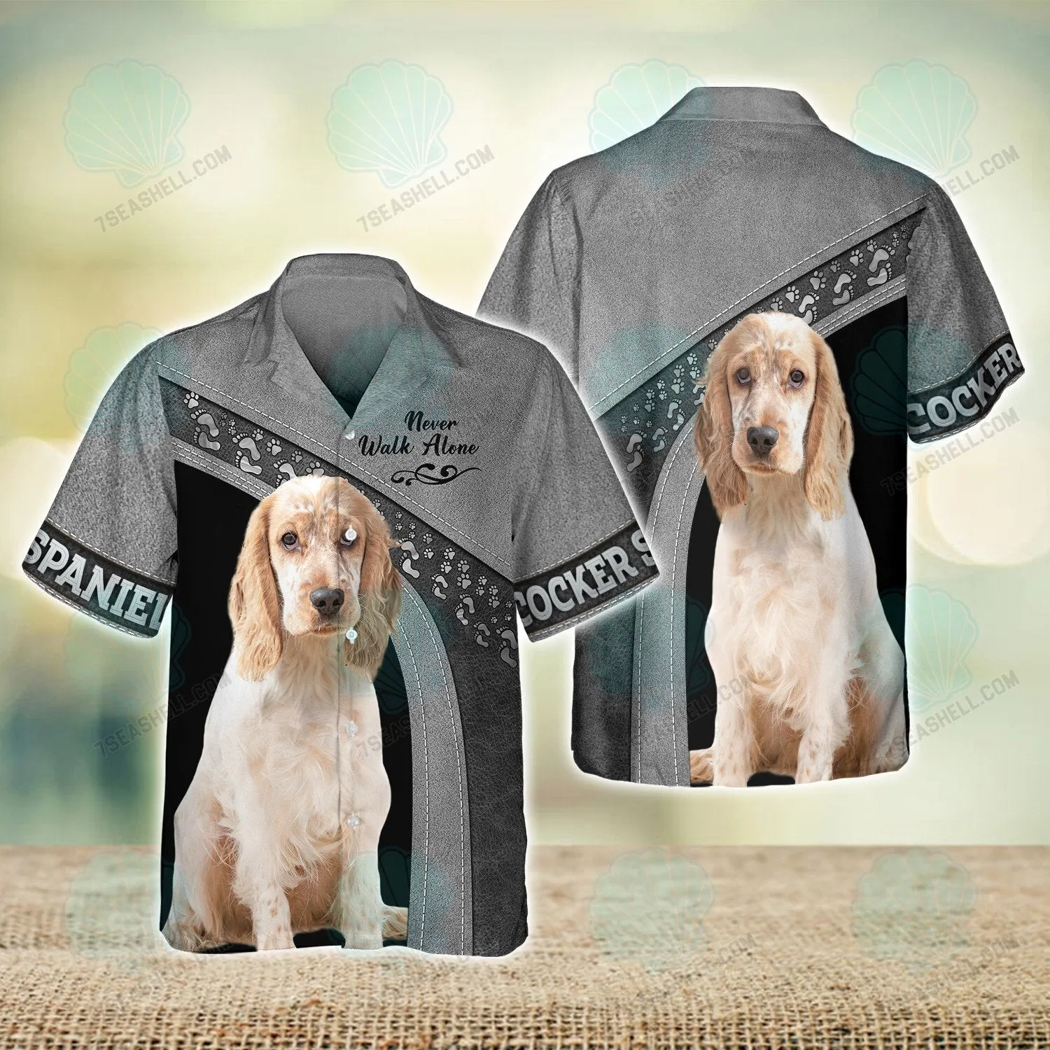 Cocker Spaniel Love White Never Walk Alone 3D Full Print Shirts 1410, Christmas Shirt for Dog Lovers