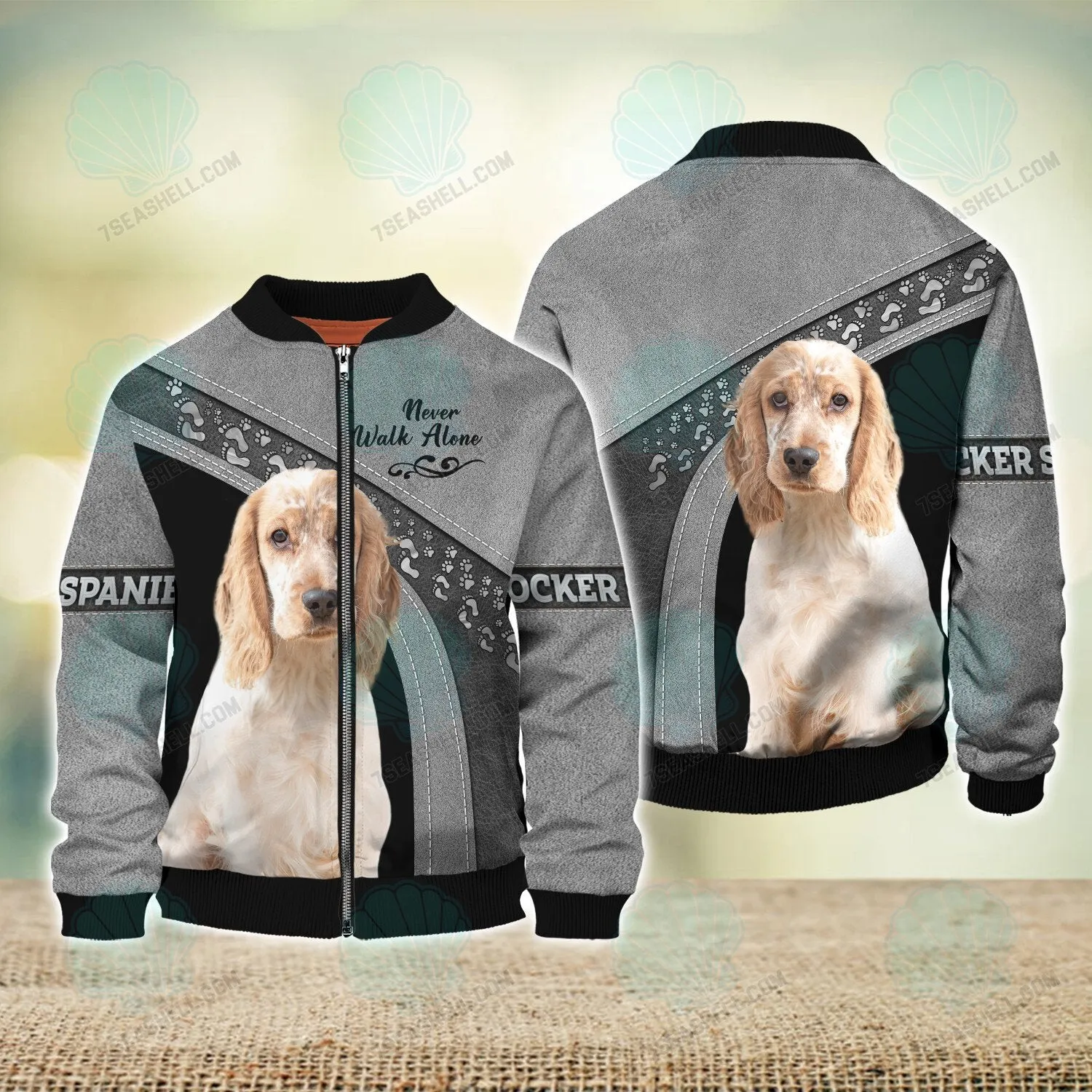 Cocker Spaniel Love White Never Walk Alone 3D Full Print Shirts 1410, Christmas Shirt for Dog Lovers