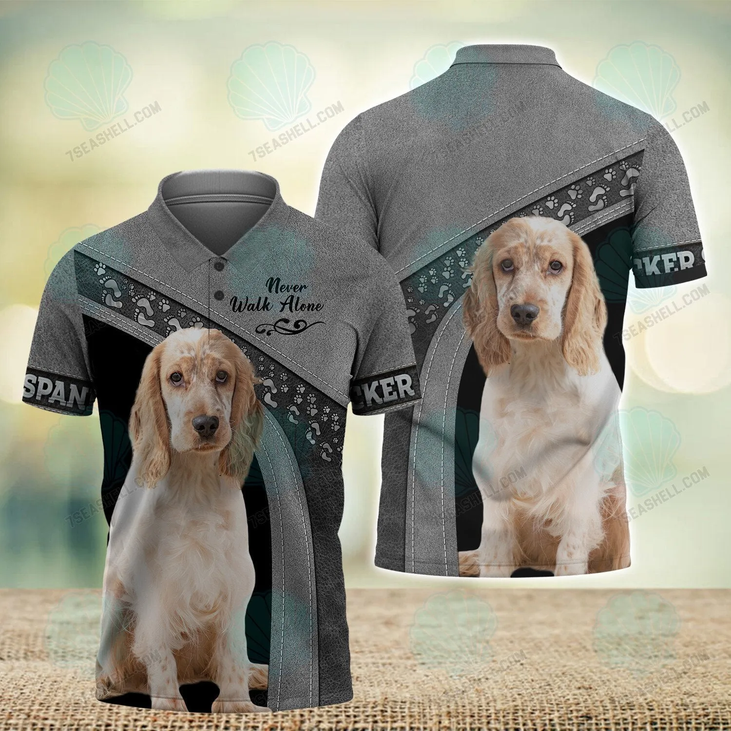 Cocker Spaniel Love White Never Walk Alone 3D Full Print Shirts 1410, Christmas Shirt for Dog Lovers