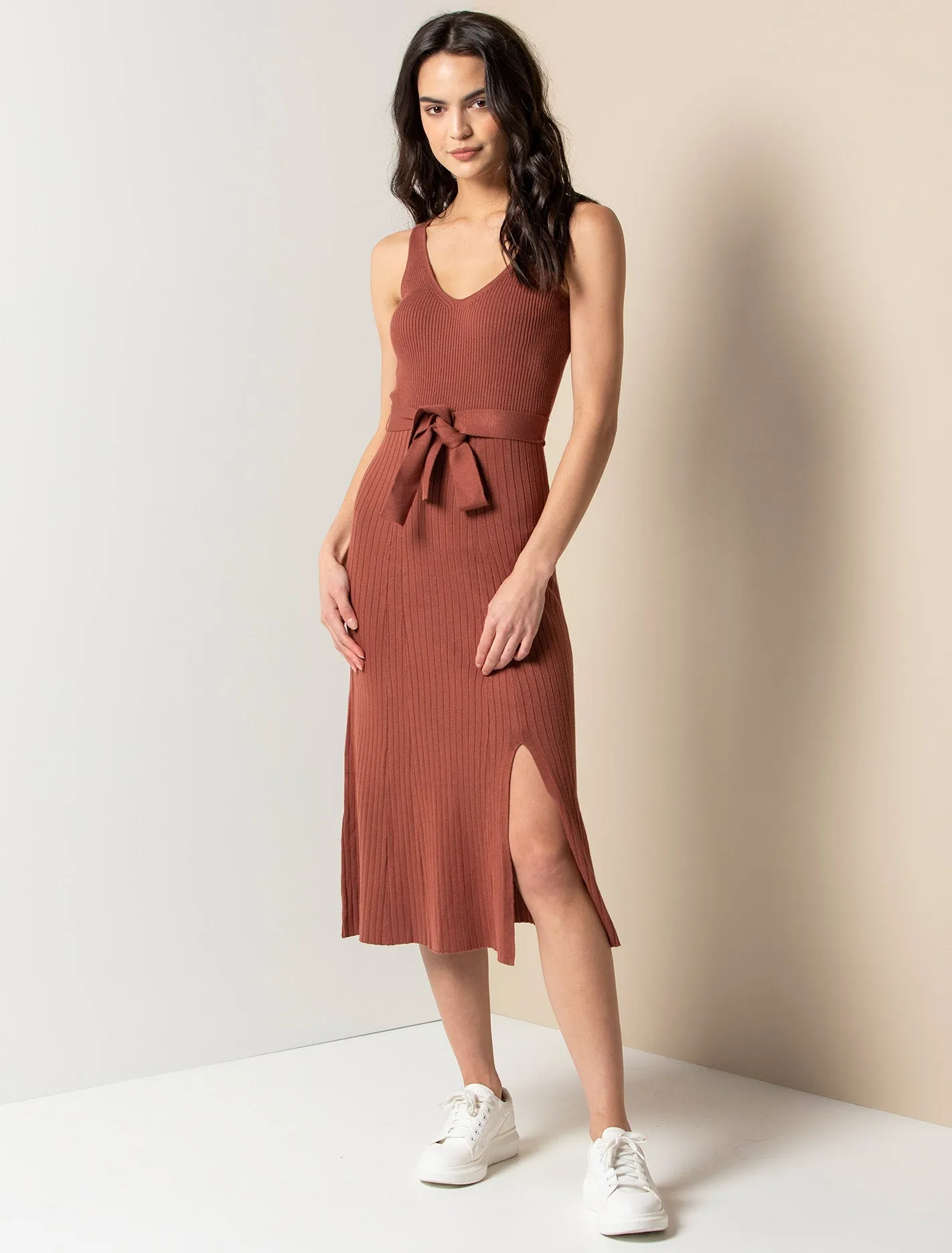 Colette Fit And Flare Midi Knit Dress