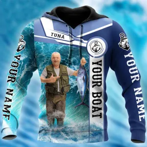 Custom Photo Fishing Boat Catch And Release Shirts, Personalized Name Fishing Hoodie and Zipper Hoodie
