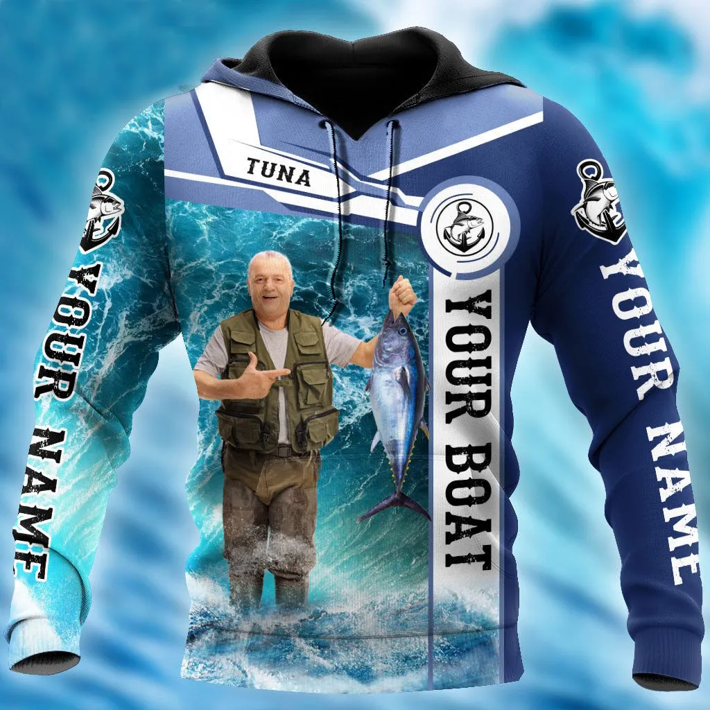 Custom Photo Fishing Boat Catch And Release Shirts, Personalized Name Fishing Hoodie and Zipper Hoodie