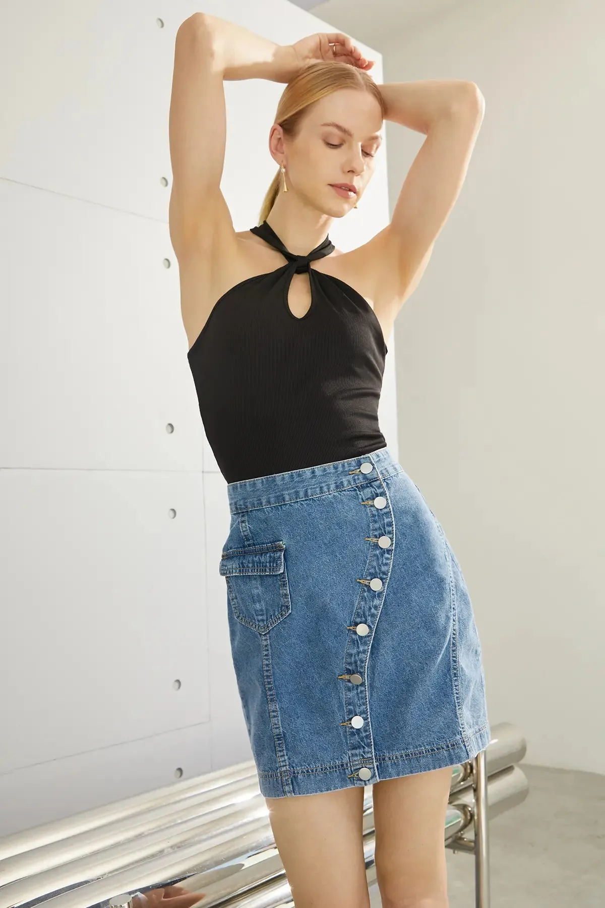 Cut Out Knot Halter Top
