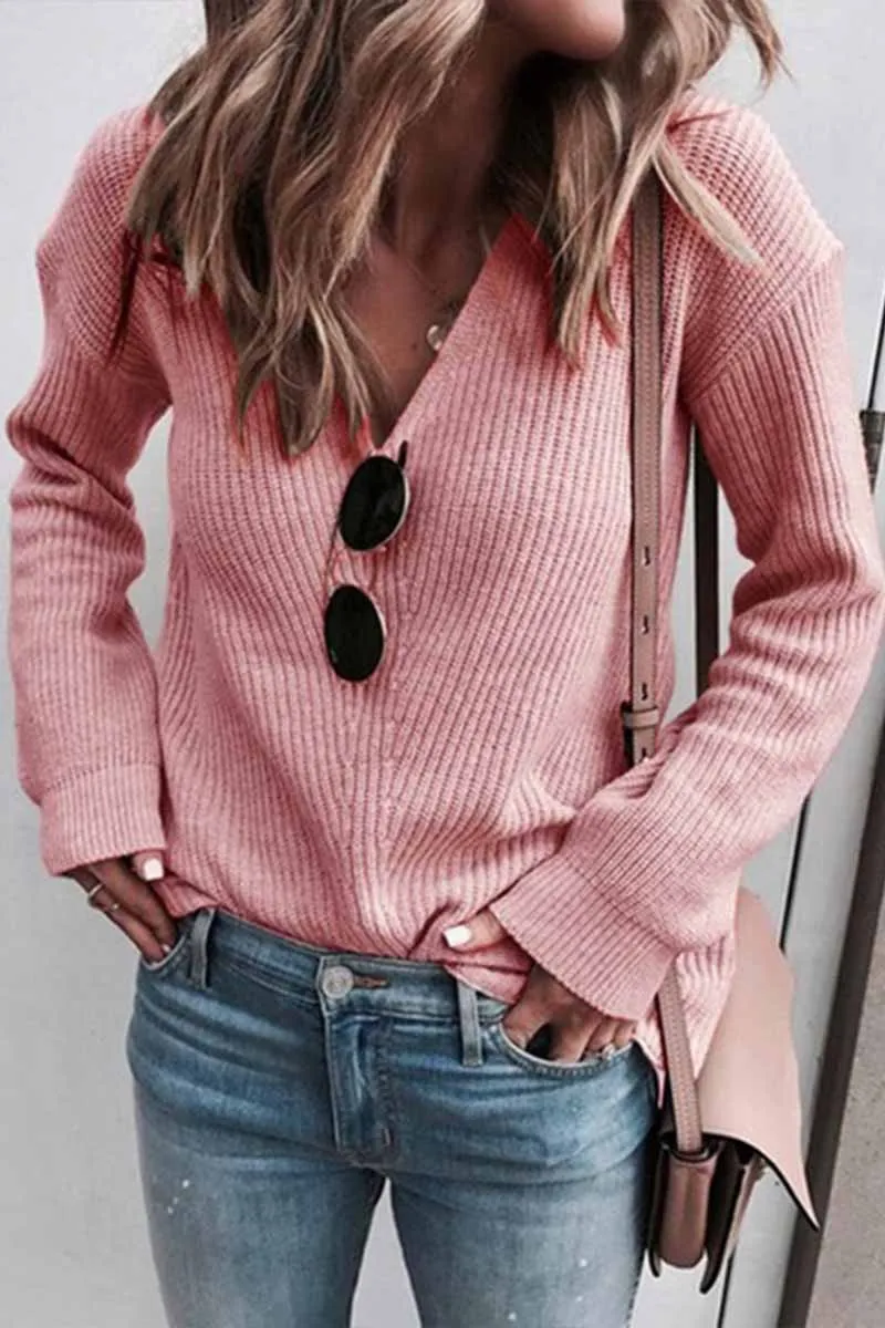 Dunnmall Fashion Sexy Fashion V-neck Knitted Sweater
