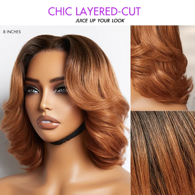 Exclusive Sale | 1 SEC INSTALL WIG | Elegant Boss Vibe Short Pixie Cut Natural Black / Ombre Brown Glueless Minimalist HD Lace Wig Pre Cut Lace