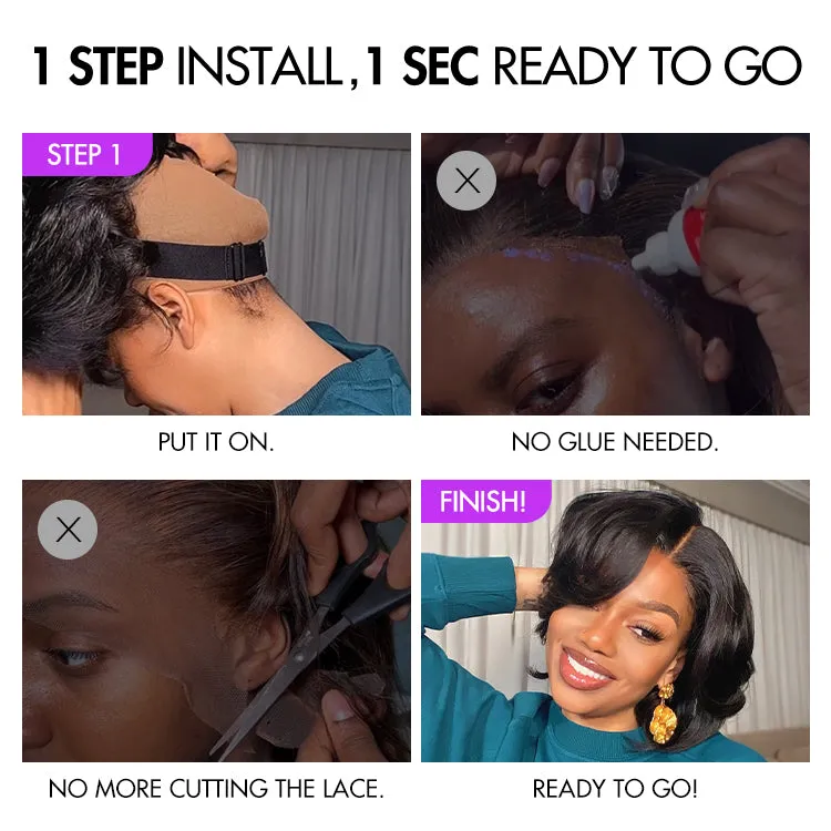 Exclusive Sale | 1 SEC INSTALL WIG | Elegant Boss Vibe Short Pixie Cut Natural Black / Ombre Brown Glueless Minimalist HD Lace Wig Pre Cut Lace
