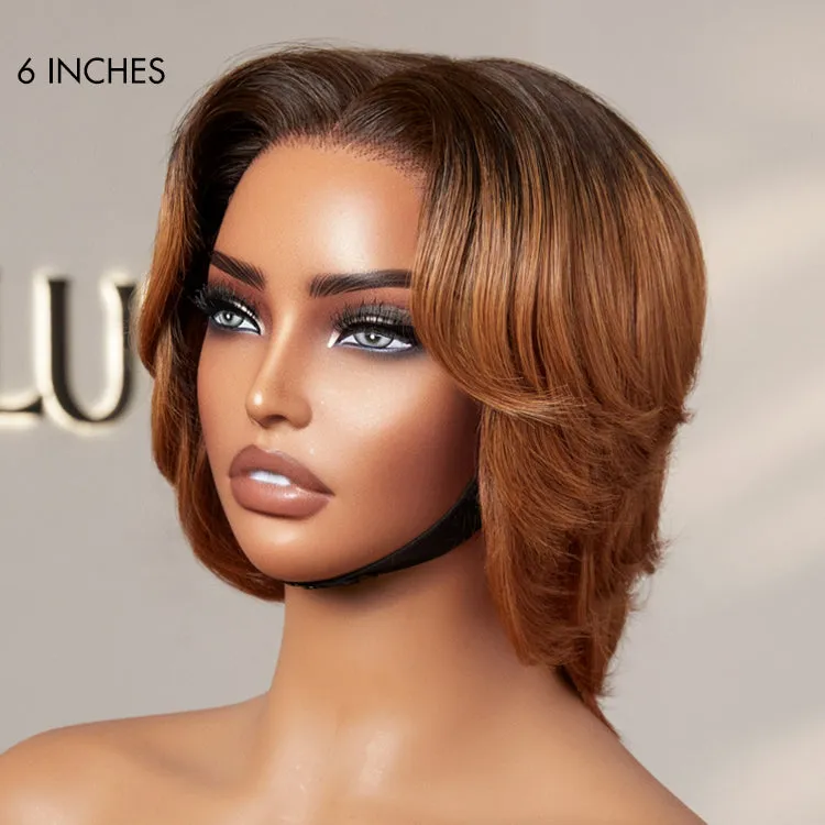 Exclusive Sale | 1 SEC INSTALL WIG | Elegant Boss Vibe Short Pixie Cut Natural Black / Ombre Brown Glueless Minimalist HD Lace Wig Pre Cut Lace