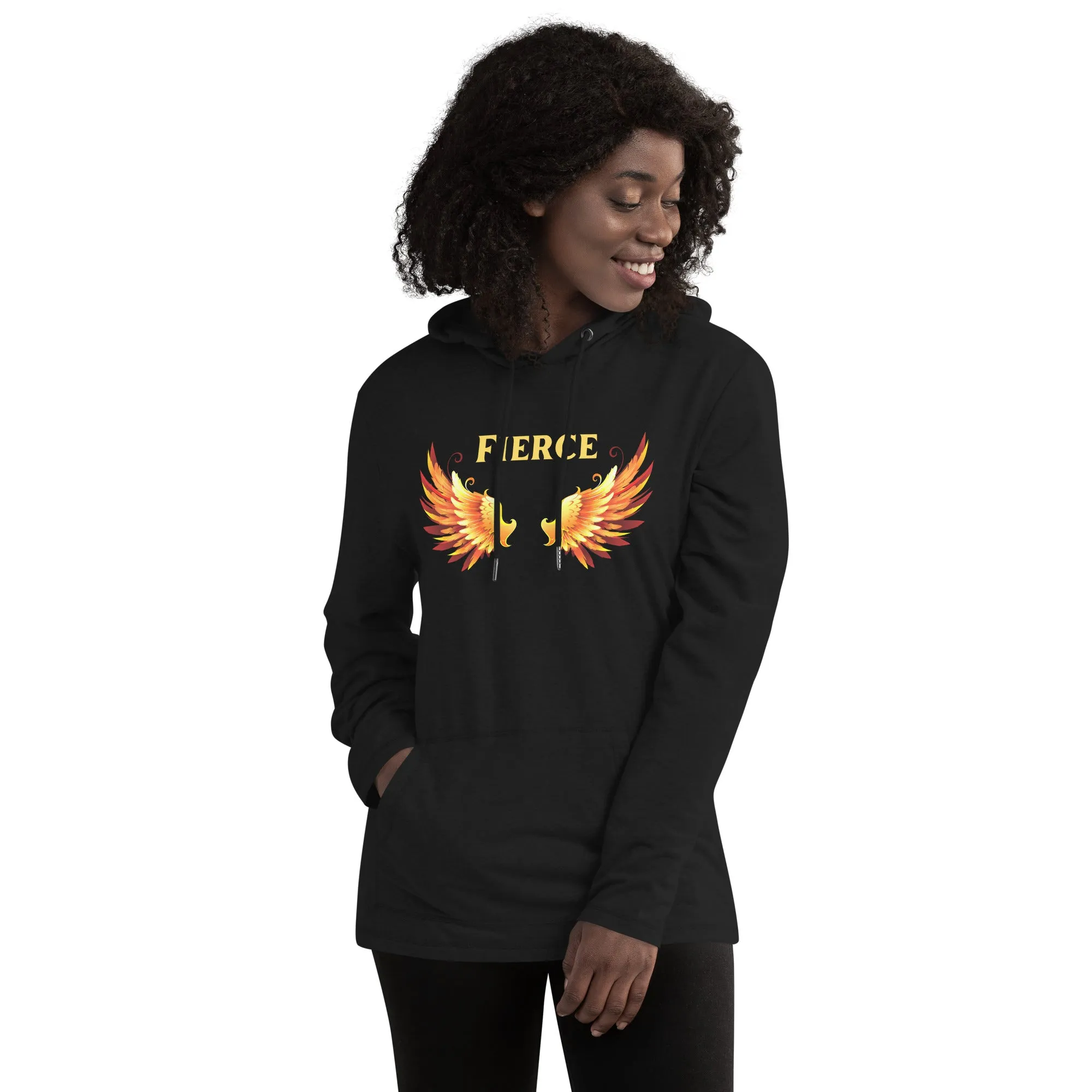 Fierce Angel Wings Fire - Unisex Lightweight Hoodie, comfy, soft